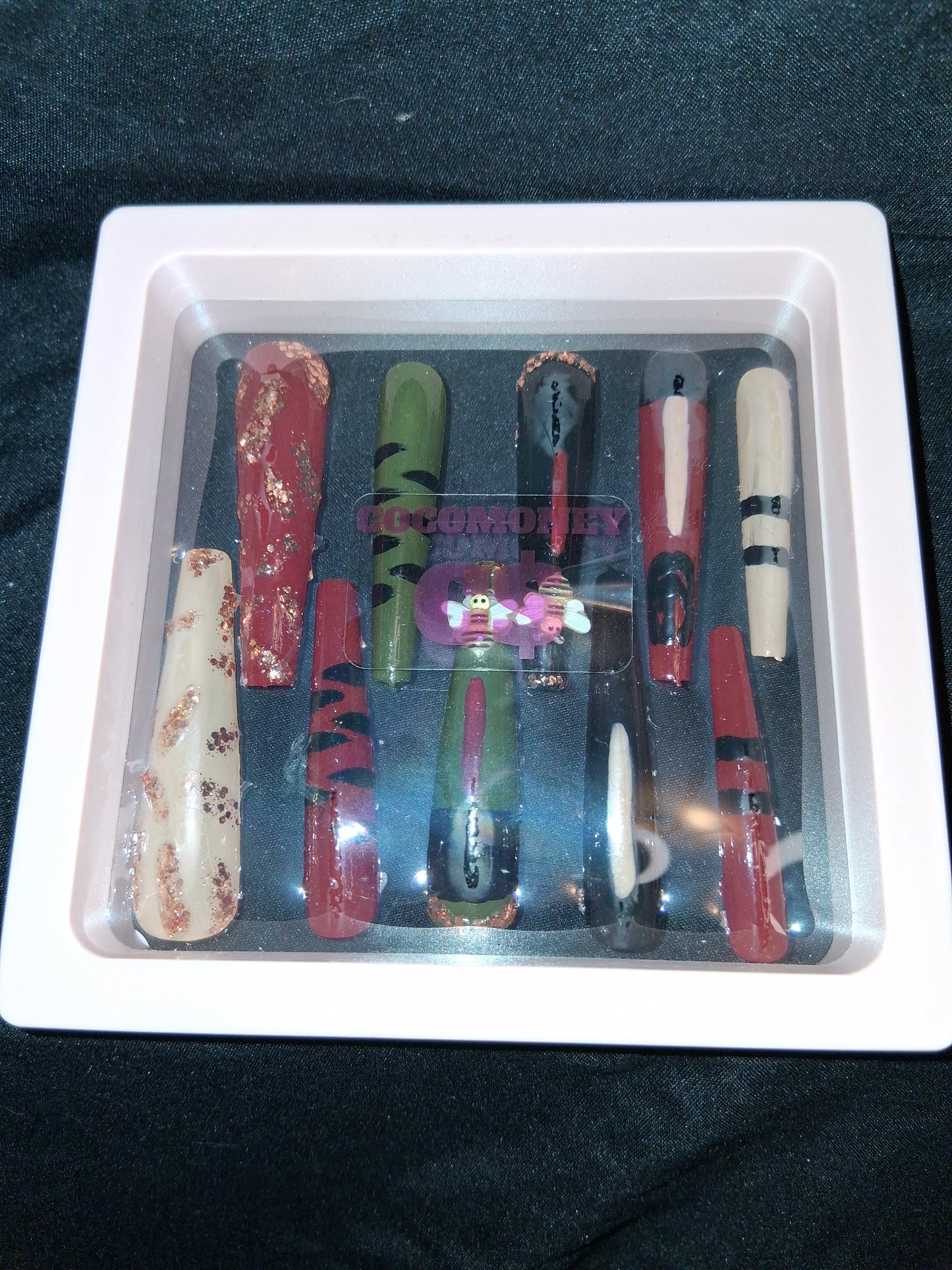 COCOMONEY NAILS CUSTOM 1 OF 1 GLUE ON PRESS ON COMES WITH FREE GIFTS #o50