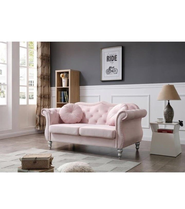 Hollywood Velvet Loveseat in Pink