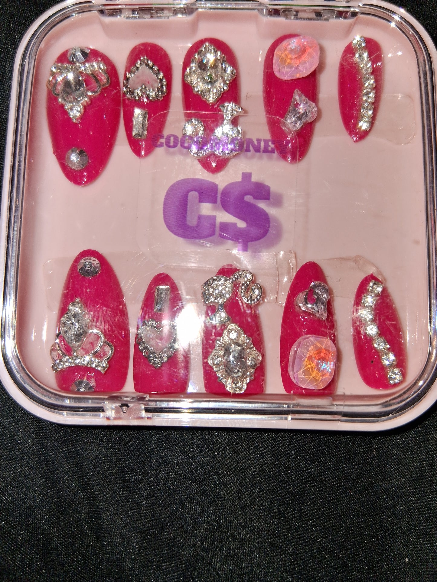 COCOMONEY NAILS CUSTOM 1 OF 1 GLUE ON PRESS ON COMES WITH FREE GIFTS #b84