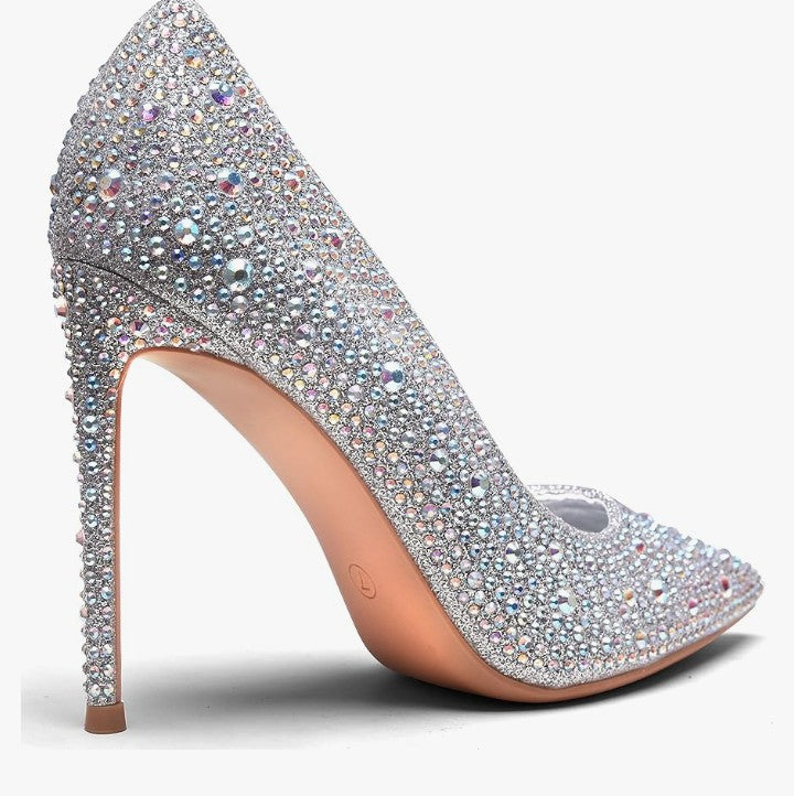 Women High Heels,3.94 inch/10cm Stiletto Pumps Sexy Pointed Toe Patent Leather Slip On High Heel Dress Evening Party Pump Shoes