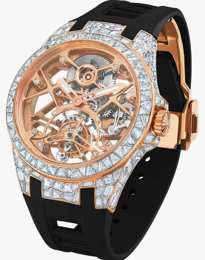 HEMUDU Crystal Luxury for Men Watches Real Tourbillon Brilliant Hollowing Dial Luminous Diamonds Case Women