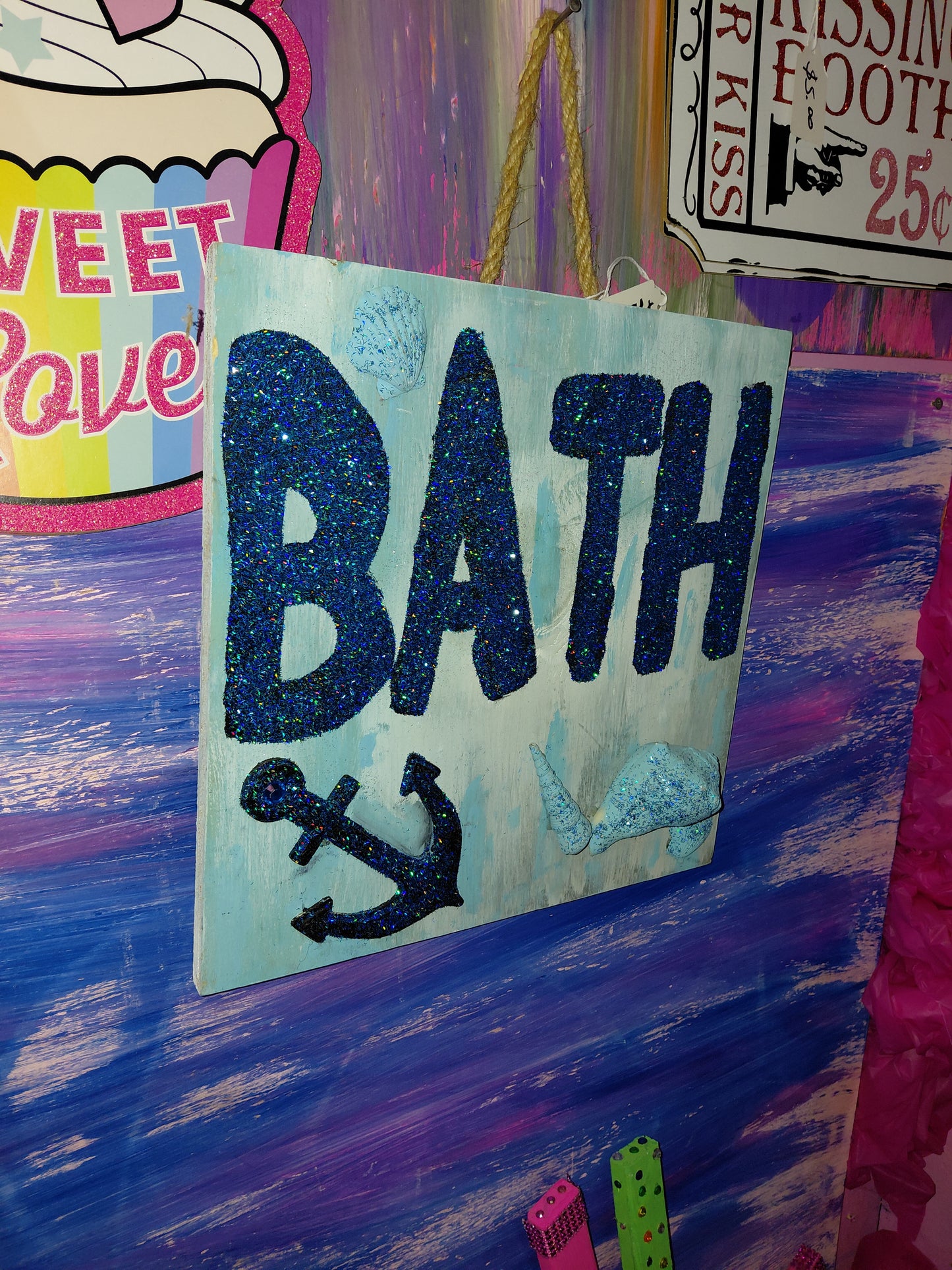 COCOMONEY ART Blue Bath 1 OF 1 CUSTOM PIECE BY COCOMONEY painting on wood