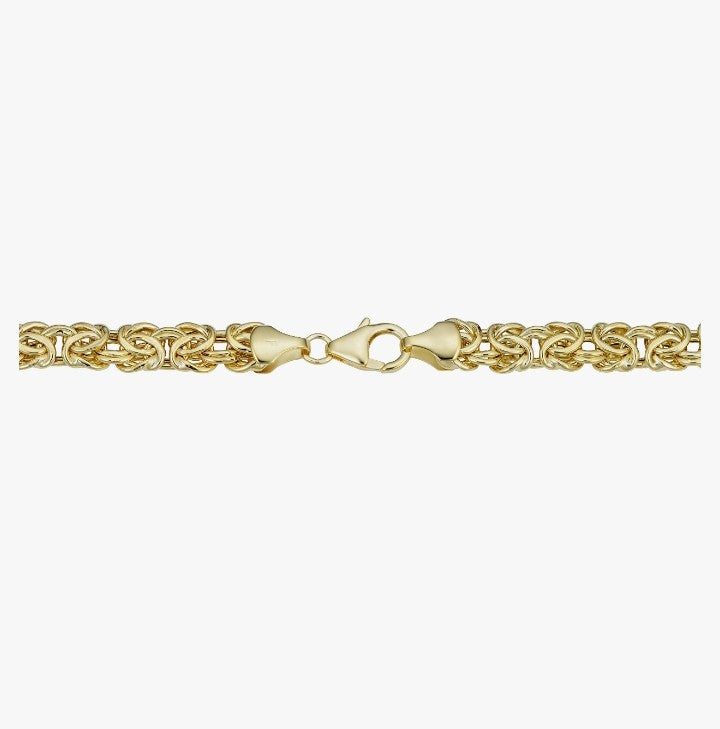 COCOMONEY Real 14k Yellow Gold Byzantine Necklace (6 mm, 18 inch)