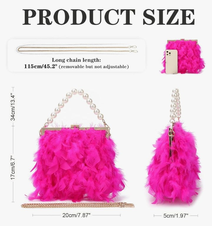 Feather Clutch Purses Fluffy Feather Evening Handbags for Wedding Banquet Party