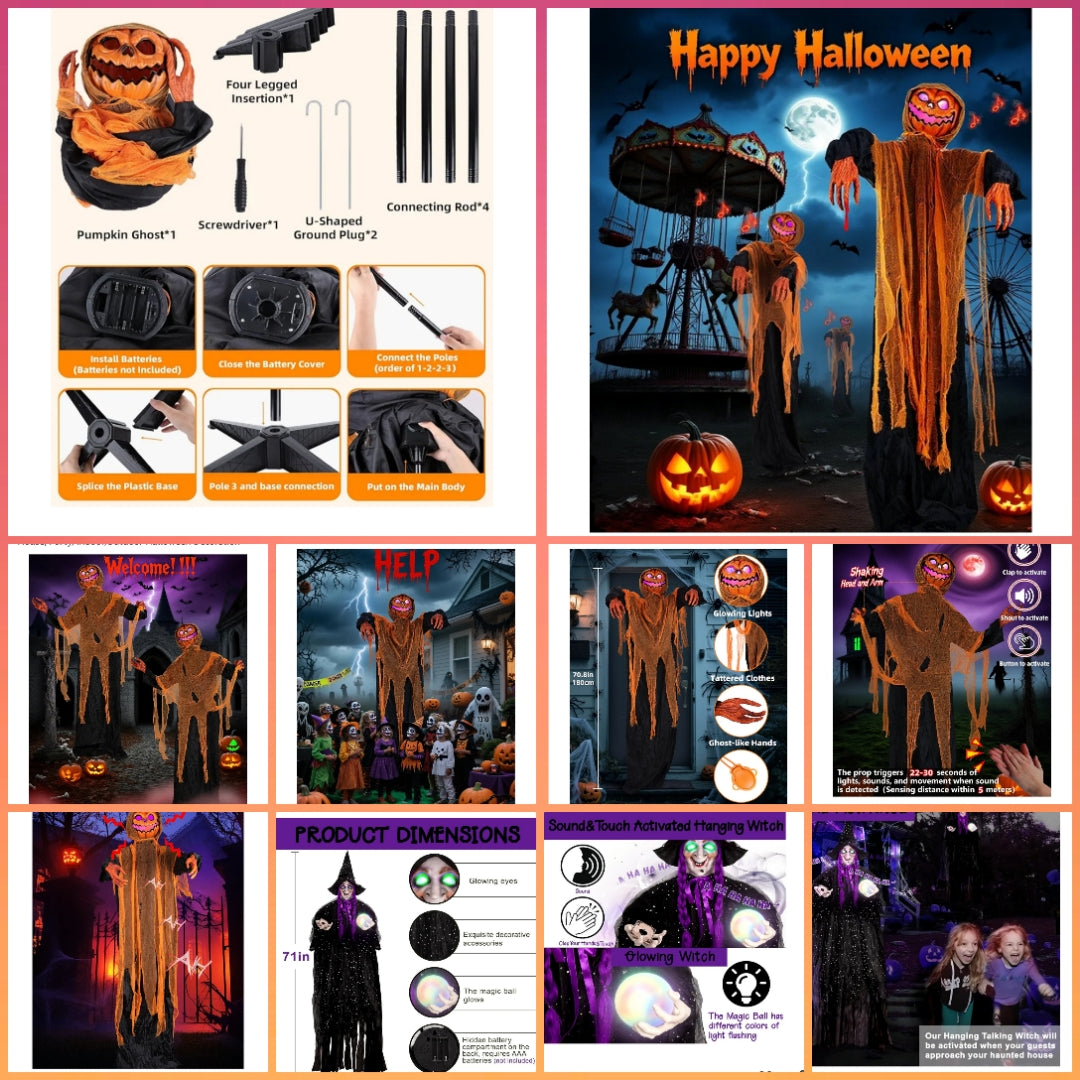 Hanging Talking Animatronics Witch with Sound affects see description for details