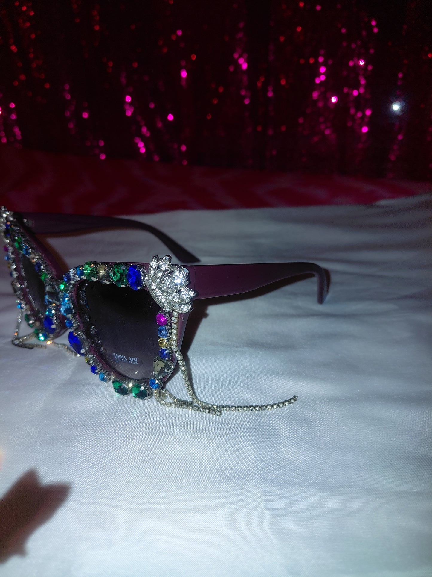 Cocomoney Glasses custom 1 of 1 pair sunglasses gemstones plastic materials uv COCOMONEY.STORE