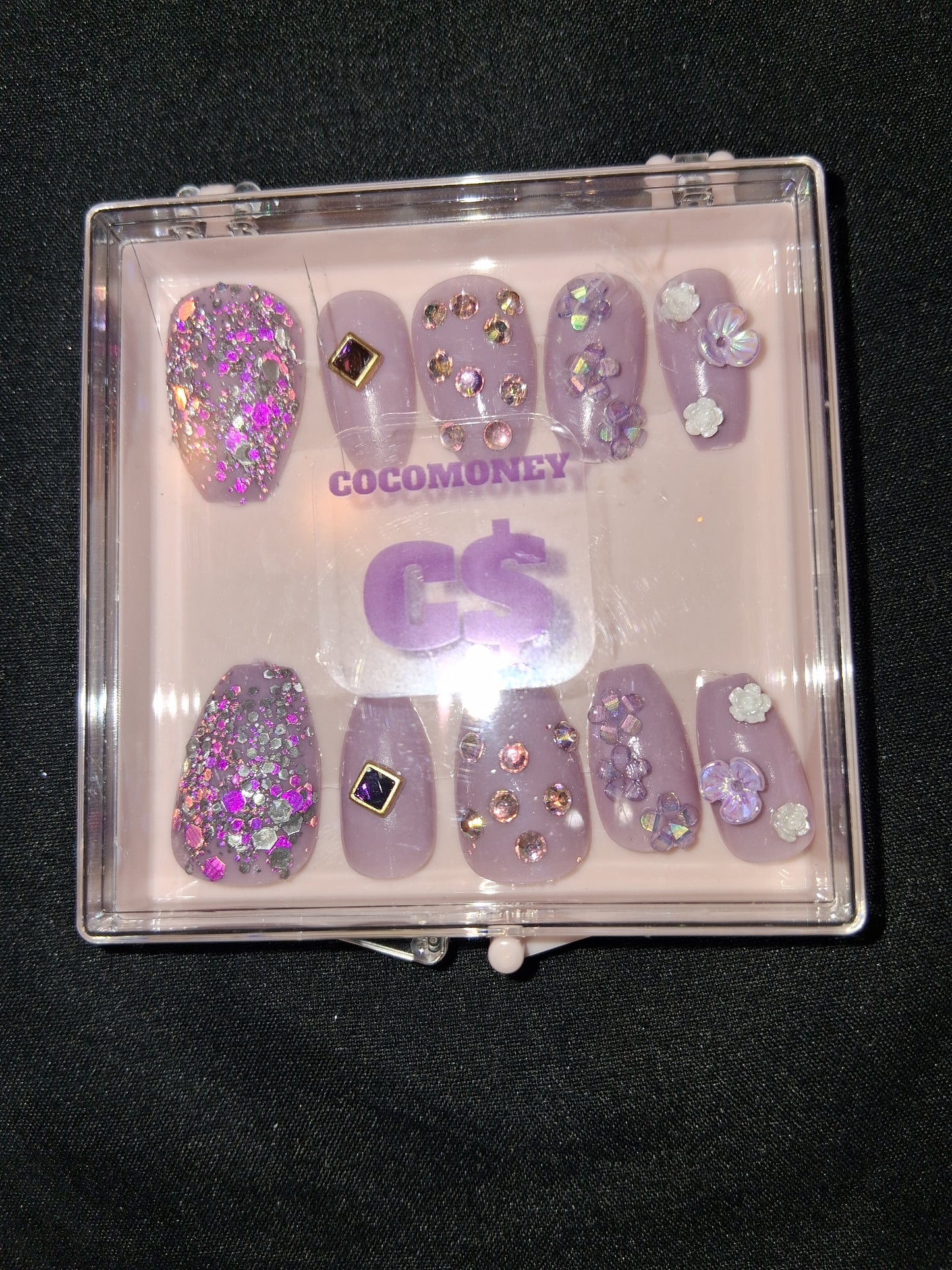 COCOMONEY NAILS CUSTOM 1 OF A KIND PIECES ACRYLIC COMES WITH FREE GIFTS
