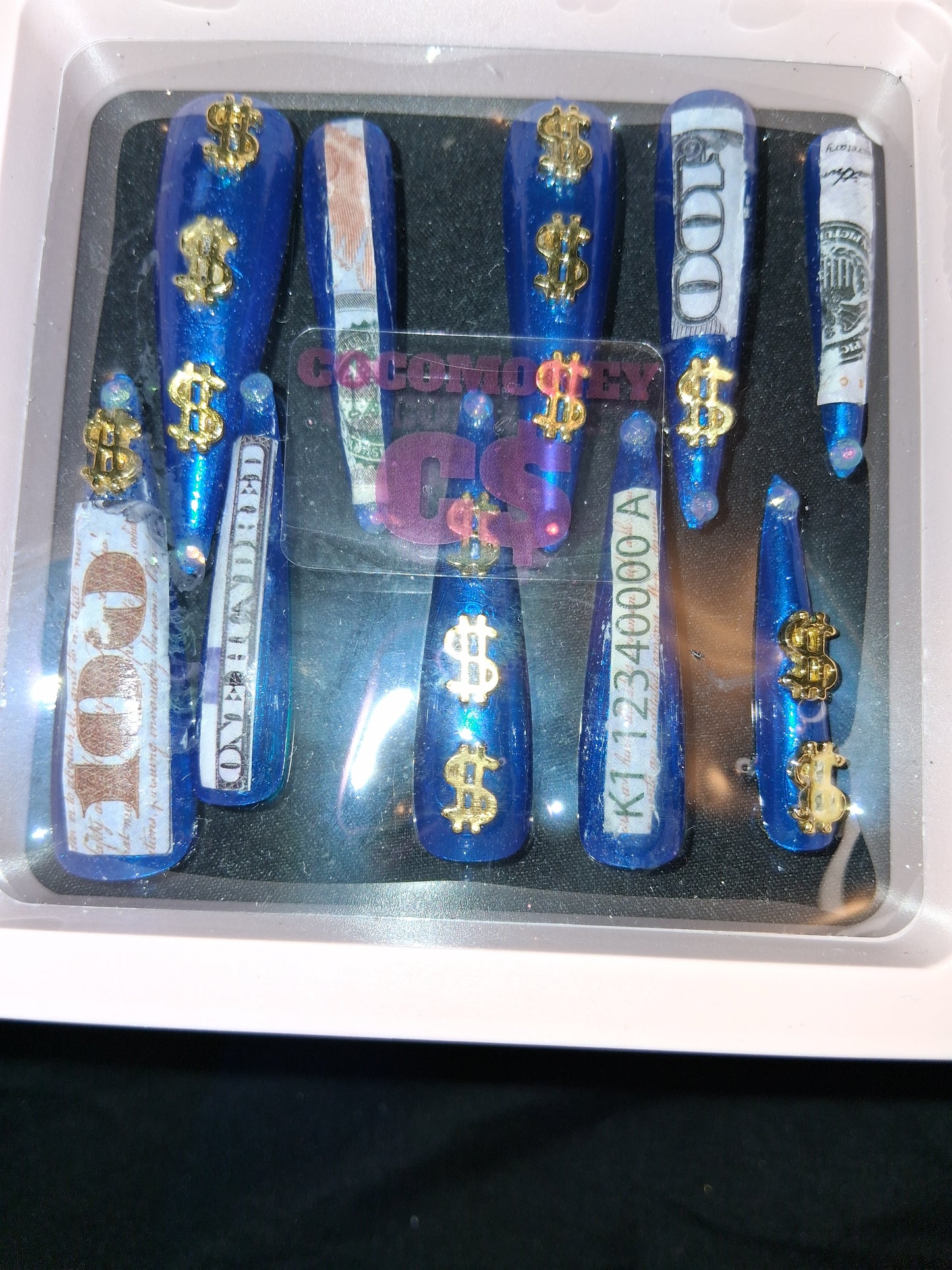 COCOMONEY NAILS CUSTOM 1 OF 1 GLUE ON PRESS ON COMES WITH FREE GIFTS #o78