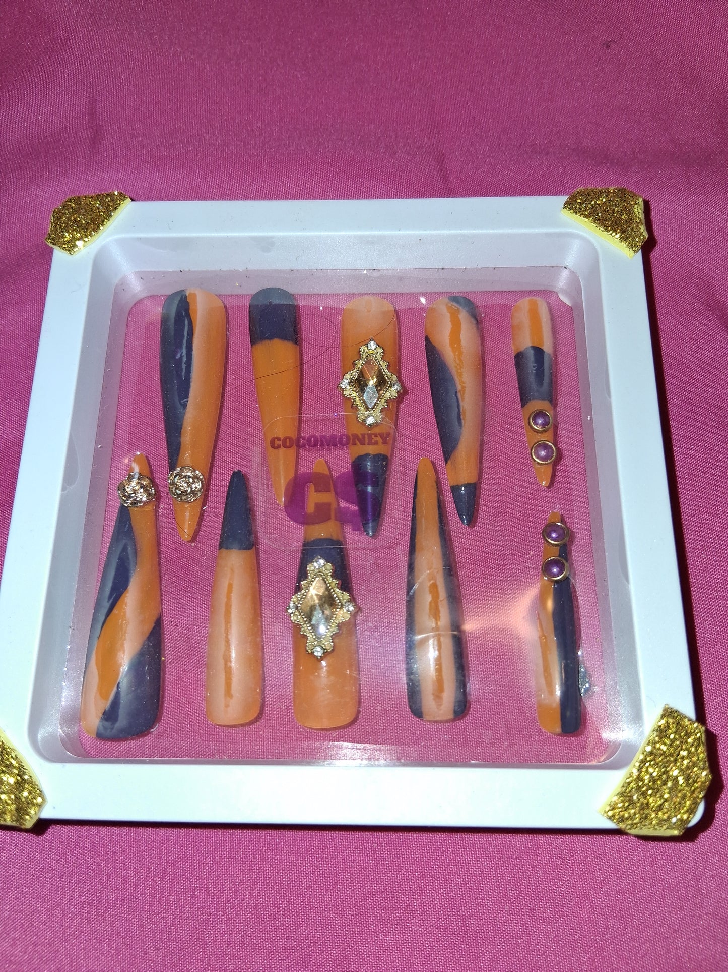 COCOMONEY NAILS CUSTOM 1 OF 1 GLUE ON PRESS ON COMES WITH FREE GIFTS #o71
