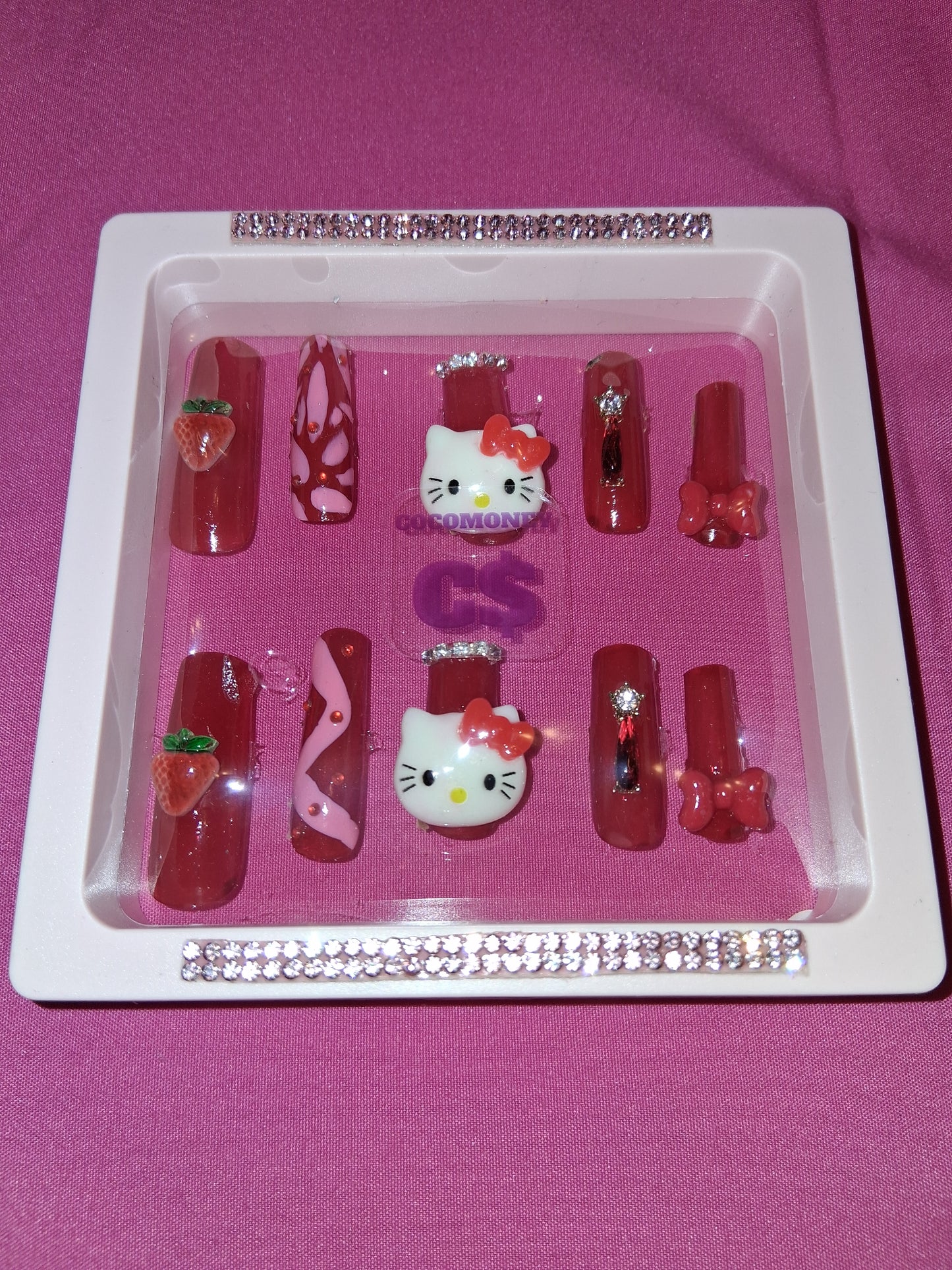 COCOMONEY NAILS CUSTOM 1 OF 1 GLUE ON PRESS ON COMES WITH FREE GIFTS #o87