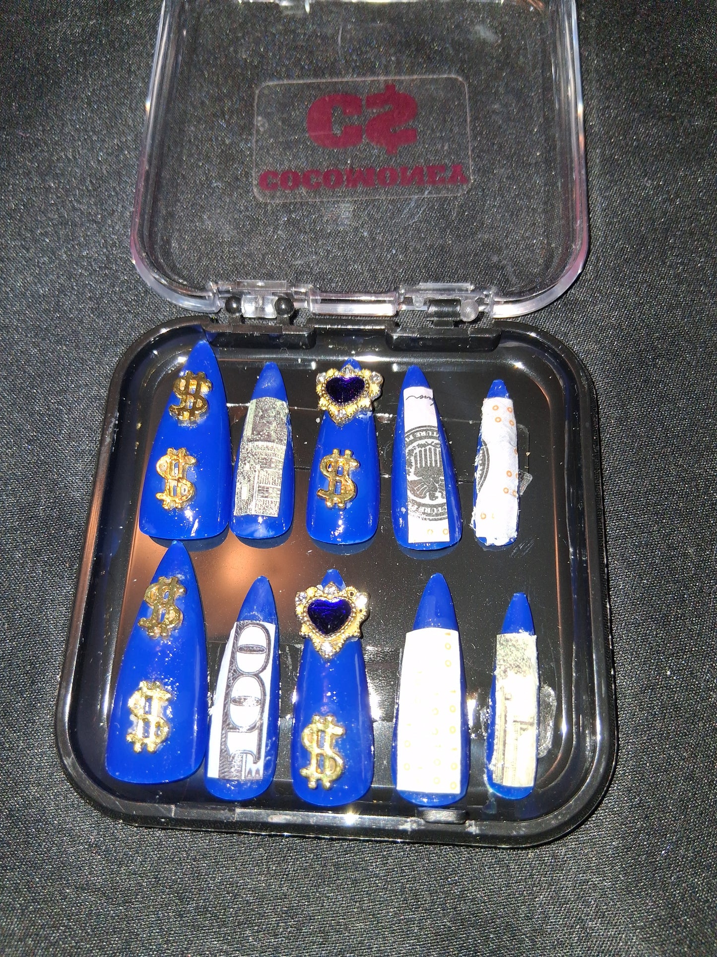 COCOMONEY NAILS CUSTOM 1 OF A KIND PIECES ACRYLIC COMES WITH FREE GIFTS