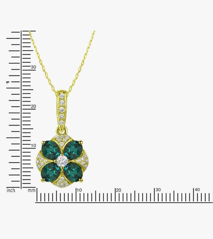 COCOMONEY 14K Natural Color Changing Alexandrite Diamond Necklace Pendant in 14 K White & Yellow Gold With Chain