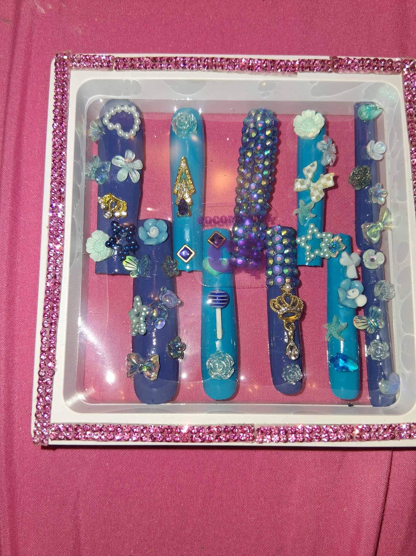 COCOMONEY NAILS CUSTOM 1 OF 1 GLUE ON PRESS ON COMES WITH FREE GIFTS #o4
