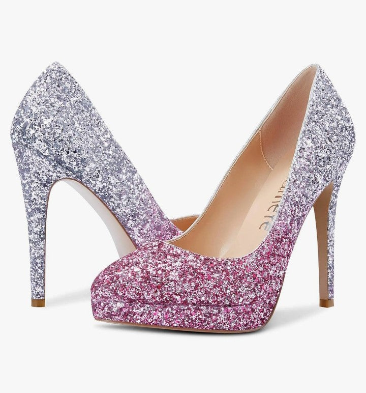 Womens High Heels Platform Pumps Slip-on Stilettos 12CM Heel Office Dress Shoes