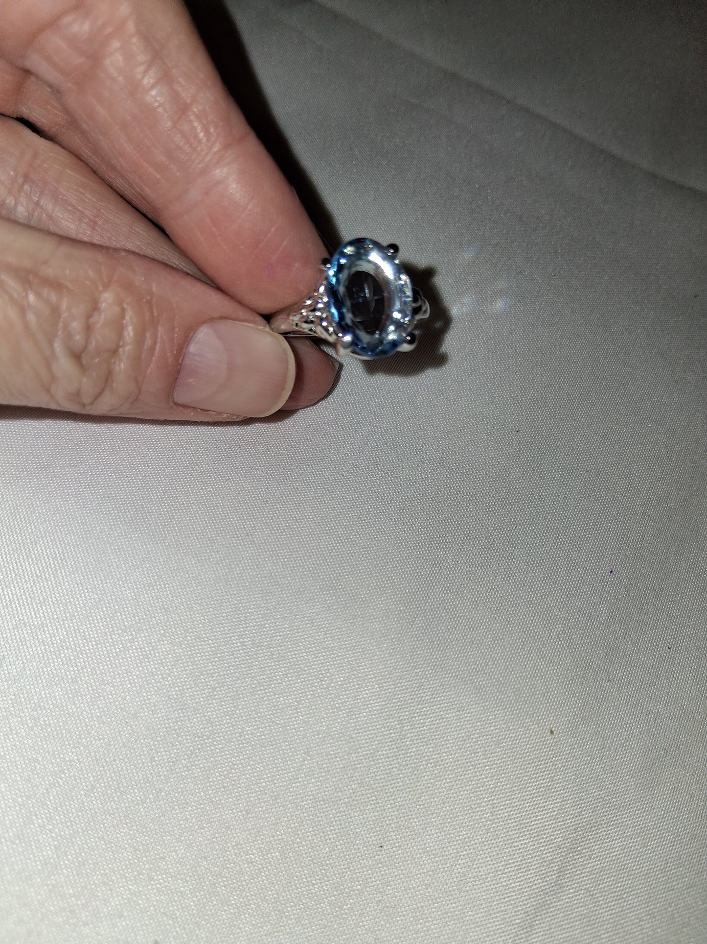 Blue costume ring silver plated