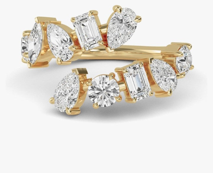 COCOMONEY 8 Carat (ctw) White Gold Round, Marquise, Emerald,Pear Cut LAB GROWN Diamond Stackable Ring (Color E-F Clarity VS2-SI1)