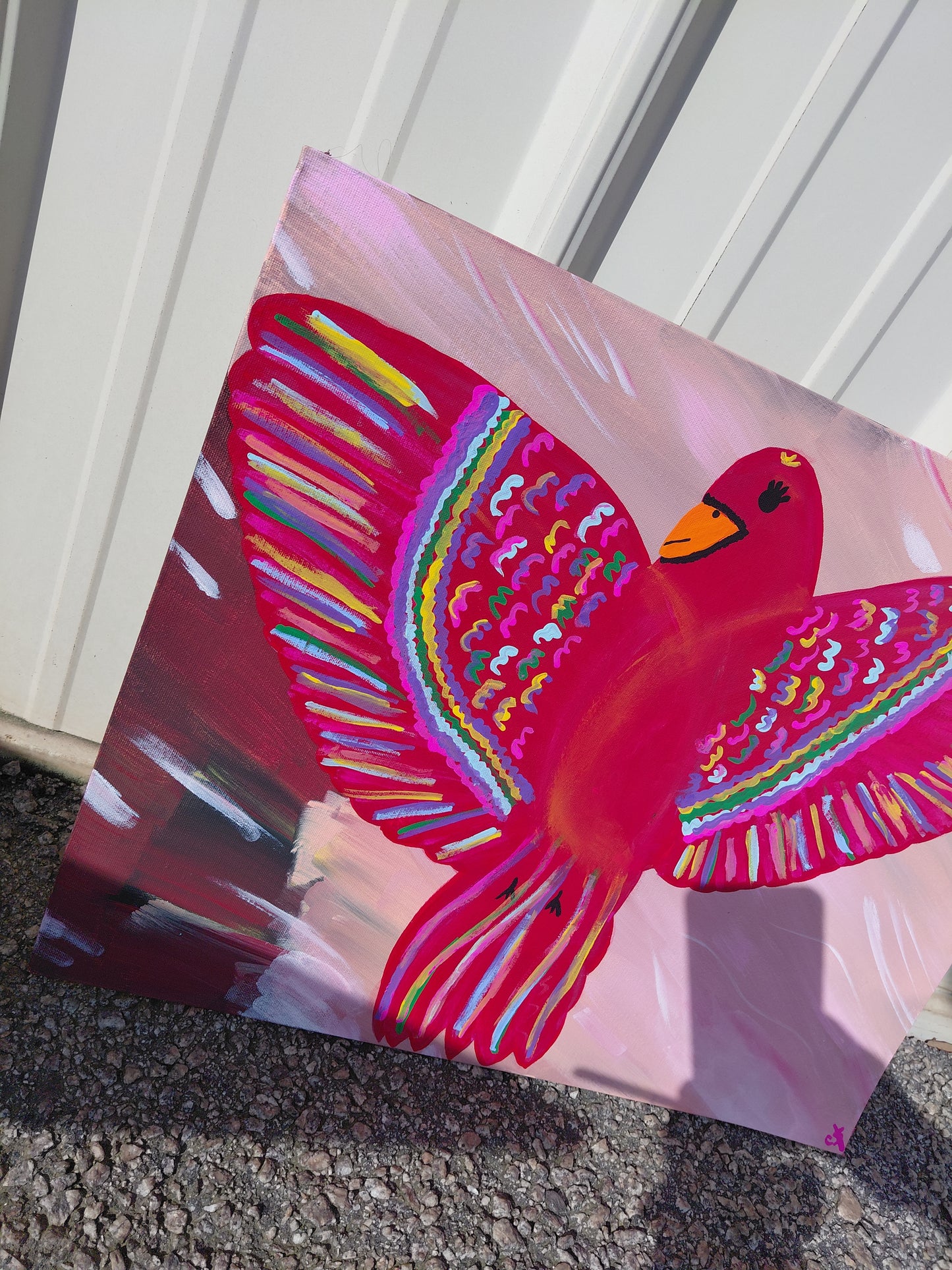 COCOMONEY ART Red Bird 1 OF 1 CUSTOM PIECE BY COCOMONEY painting on canvas