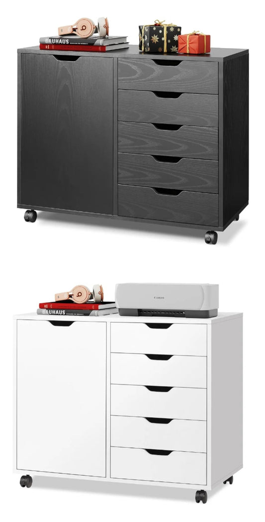 5-Drawer Mobile Storage Cabinet, Printer Stand for Home Office,