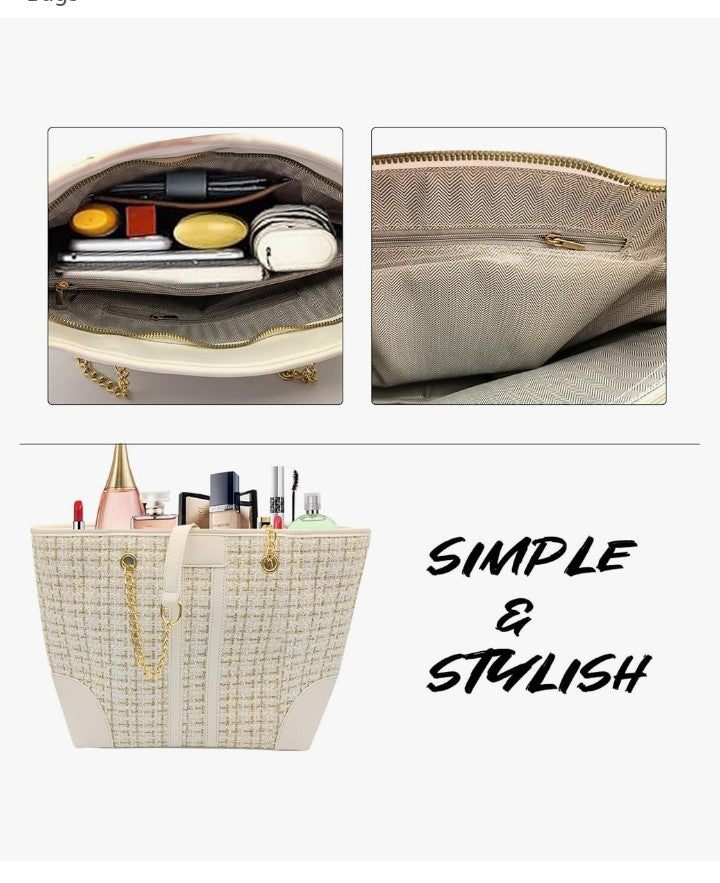 Tote Bag for Women Fashion Top Handle Large Satchel Shoulder Bag Oversized Chain Purse and Handbag Hobo Bags