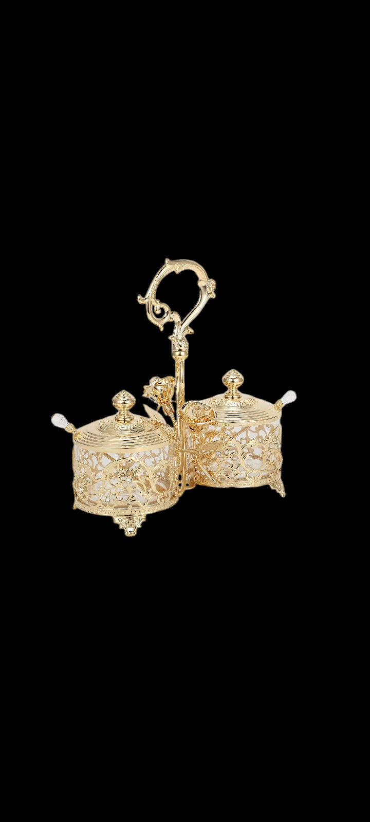 24K Gold Plated Crystal Studded Candy Dish Salt Holder Decorative Tableware Sugar Bowl Honey Jar
