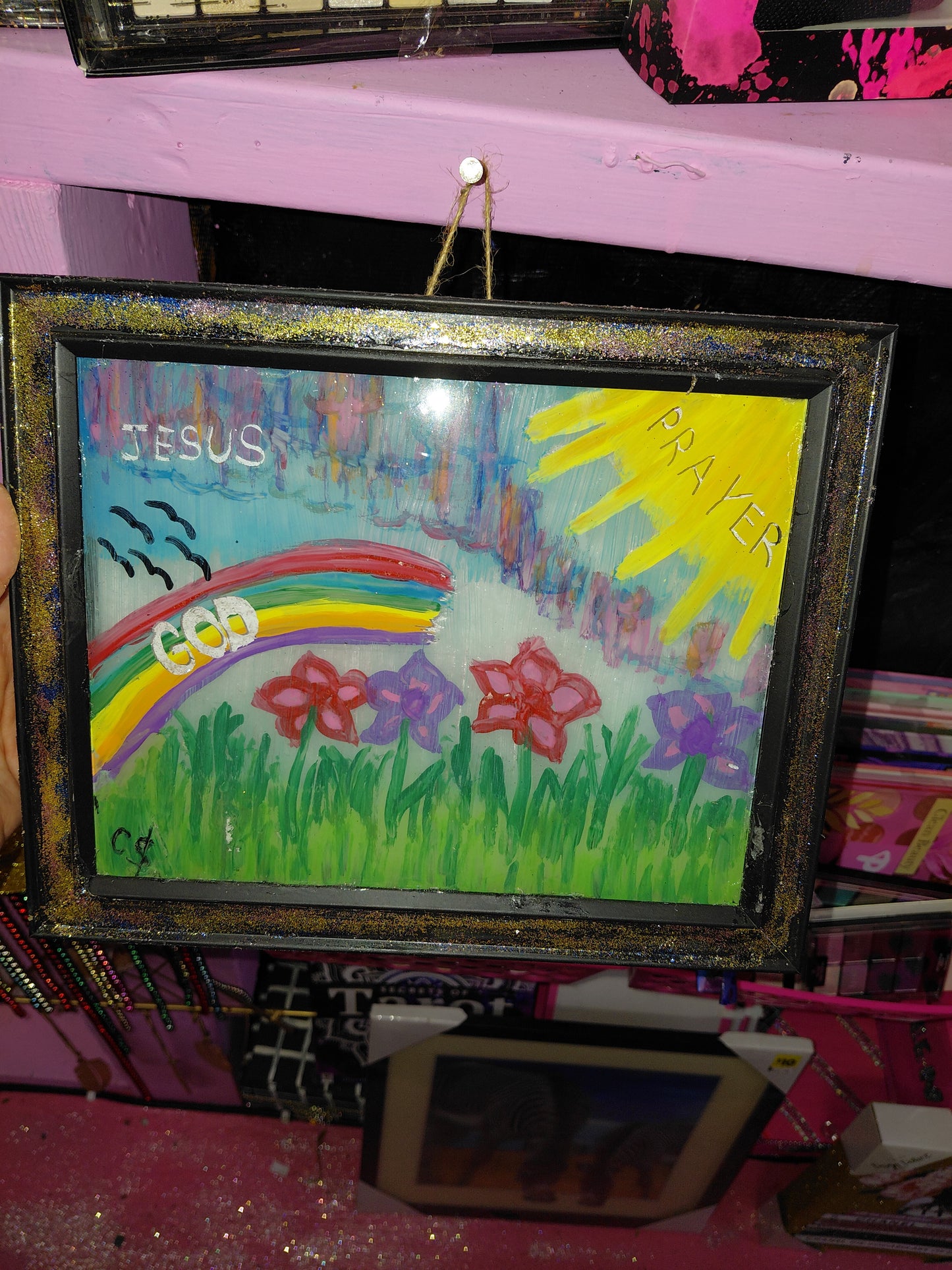 COCOMONEY ART Prayer 1 OF 1 CUSTOM PIECE BY COCOMONEY painting on glass