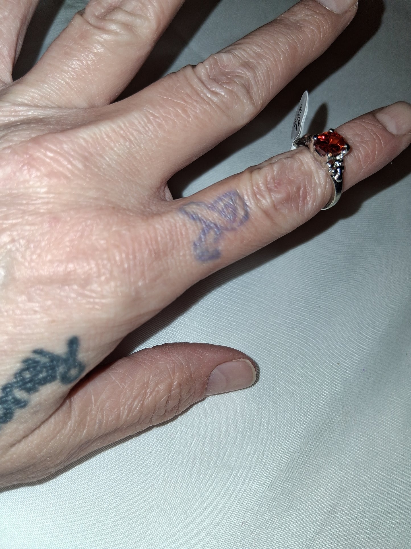 Orange silver plated ring size 6