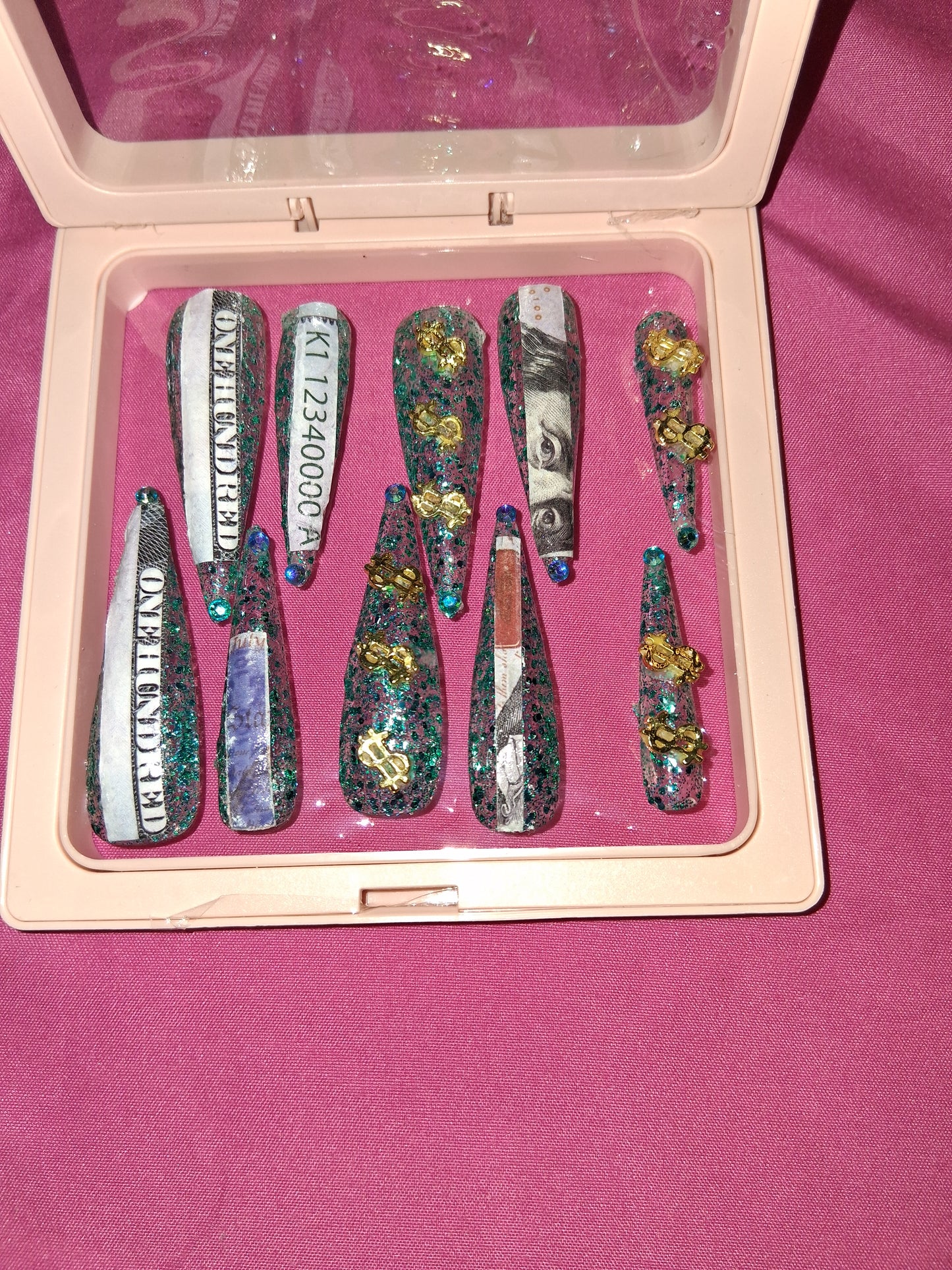 COCOMONEY NAILS CUSTOM 1 OF 1 GLUE ON PRESS ON COMES WITH FREE GIFTS #o32