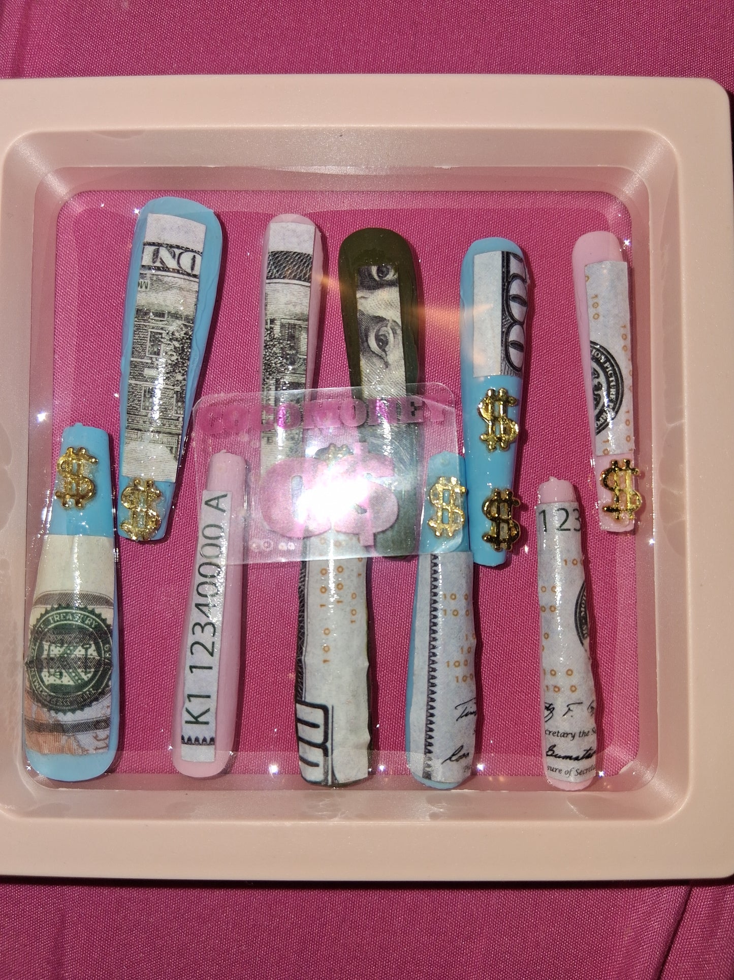 COCOMONEY NAILS CUSTOM 1 OF 1 GLUE ON PRESS ON COMES WITH FREE GIFTS #o41