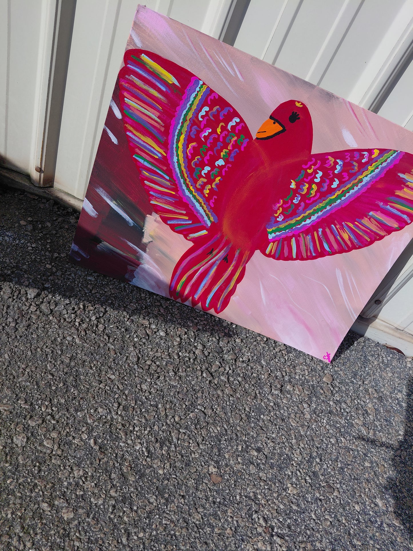 COCOMONEY ART Red Bird 1 OF 1 CUSTOM PIECE BY COCOMONEY painting on canvas