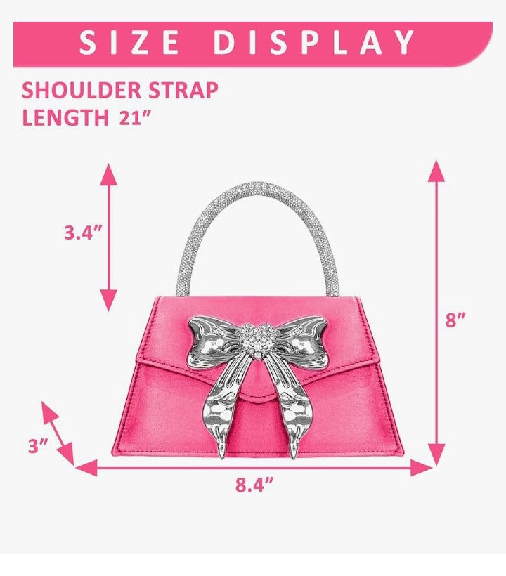 Bow Evening Bag, Rhinestone Handle Tote Bag,