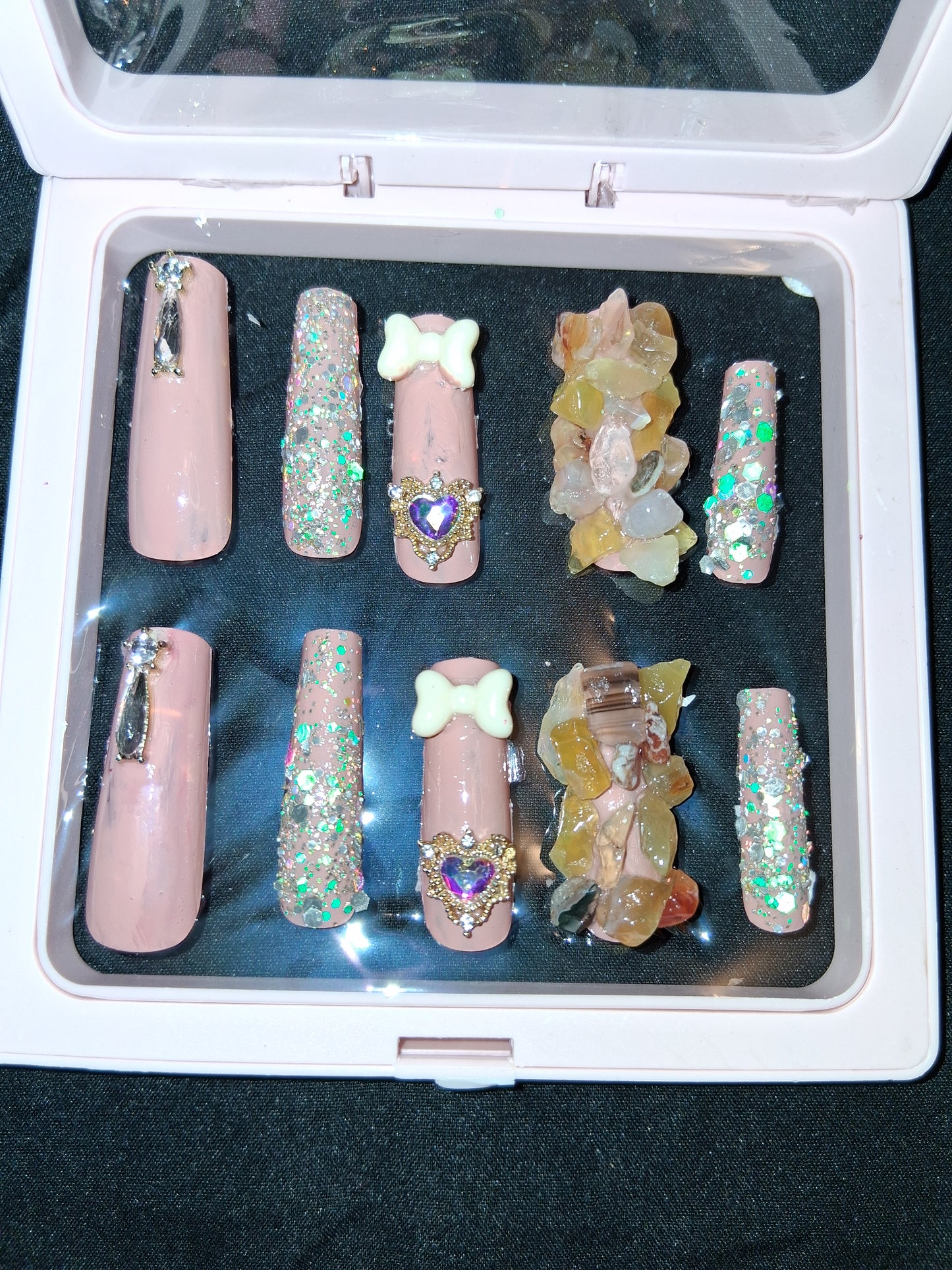 COCOMONEY NAILS CUSTOM 1 OF 1 GLUE ON PRESS ON COMES WITH FREE GIFTS #o86