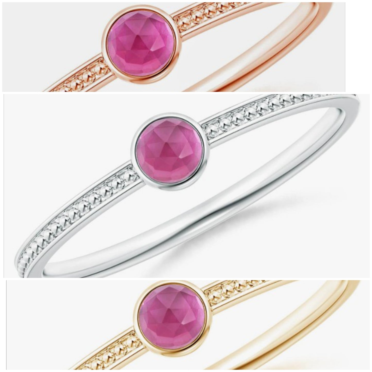 COCOMONEY Natural Pink Tourmaline Solitaire Ring for Women in Sterling Silver / 14K Solid Gold | Birthday, Engagement, ANNIVERSARY WHENEVER