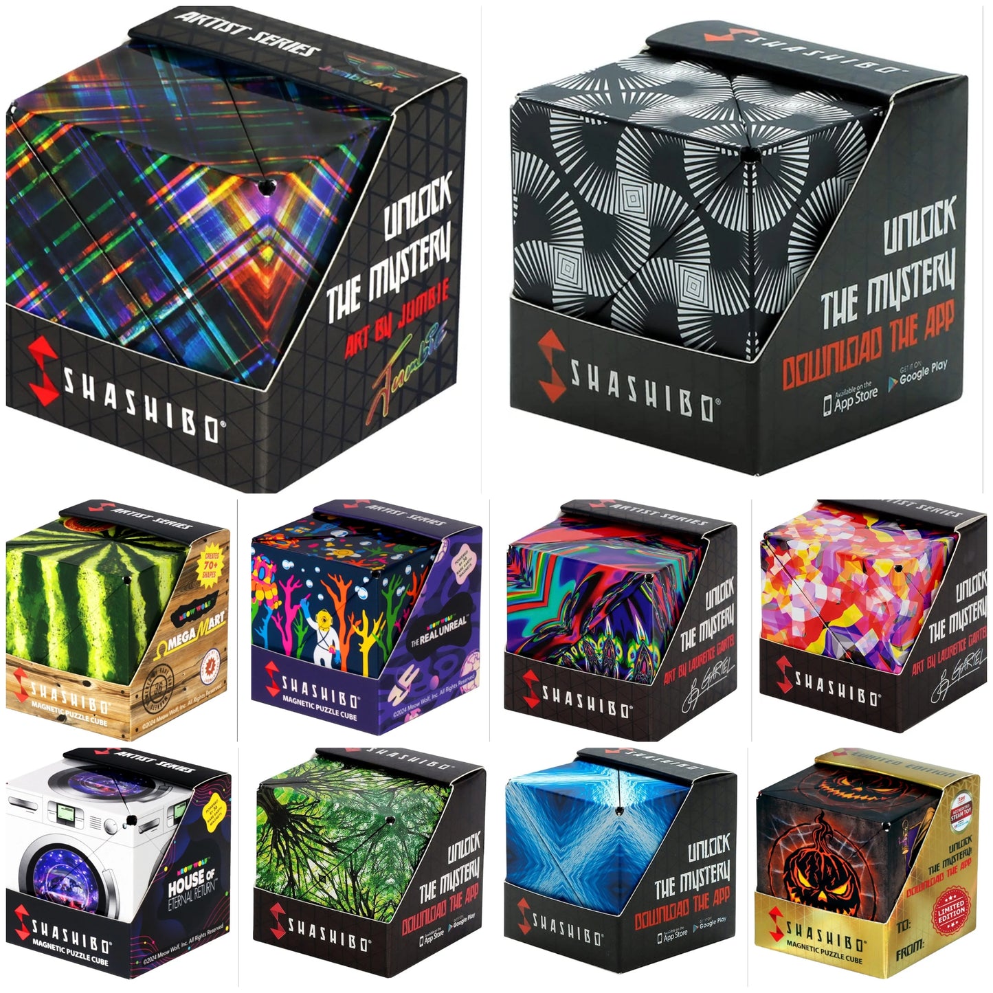 Shape Shifting Box - Award-Winning, Patented Fidget Cube w/ 36 Rare Earth Magnets - Transforms Into Over 70 Shapes, Download Fun in Motion Toys Mobile App (Artist Series