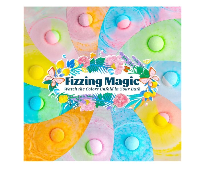 Bath Bombs Gift Set, 54 Pack Handmade Shower Bombs with 11 Delightful Scents, Long-Lasting Fizzy Bubbles & Colorful Magic, 7-Minute Dissolve for Relaxation, Ideal