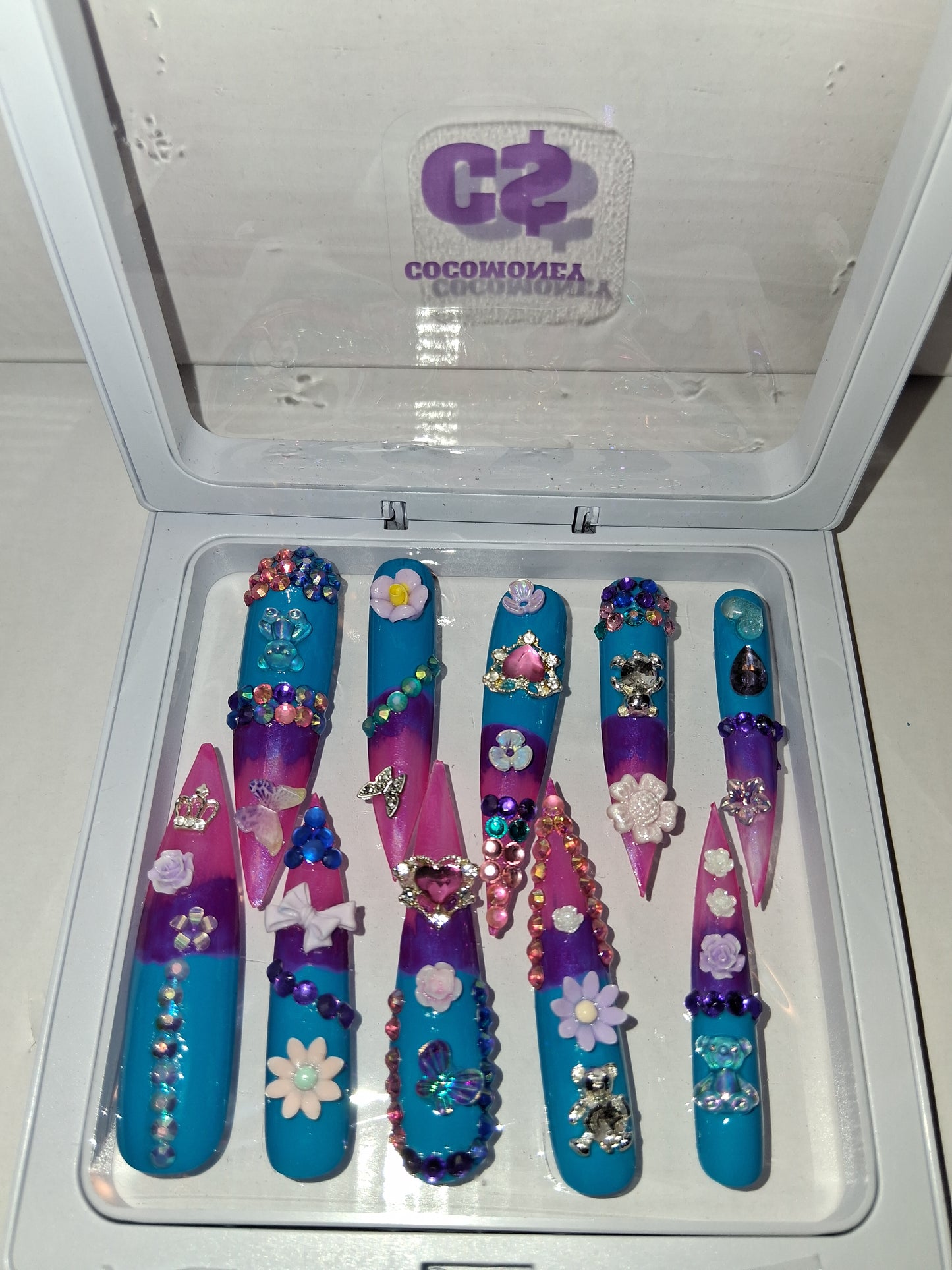 COCOMONEY NAILS CUSTOM 1 OF 1 GLUE ON PRESS ON COMES WITH FREE GIFTS #p73