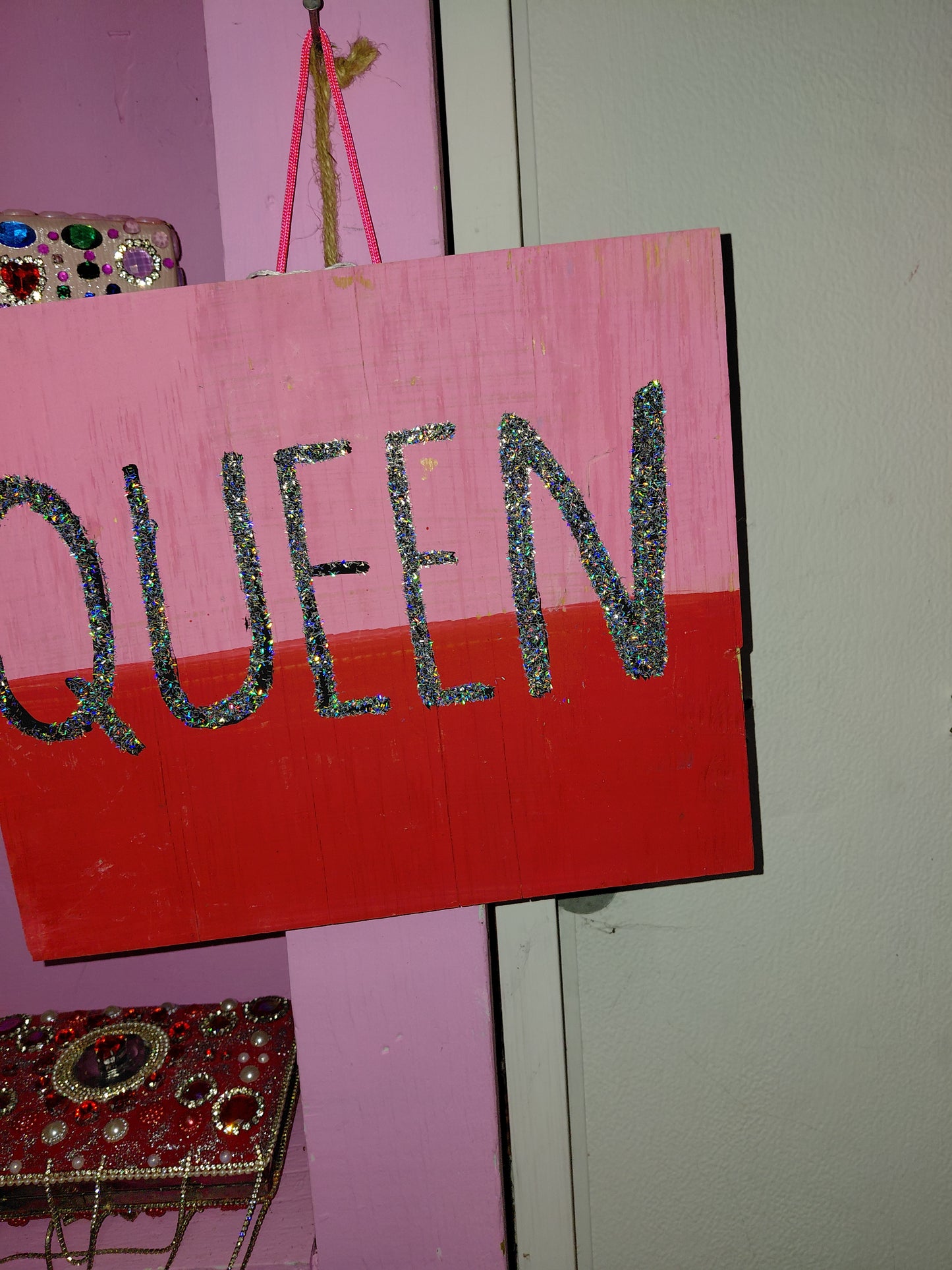 COCOMONEY ART Queen pink 1 OF 1 CUSTOM PIECE BY COCOMONEY painting on wood