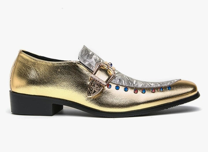 Men's Leather Studded Loafers Dress Shoes Fashion Rivets Slip On Wedding Party Prom Shoes
