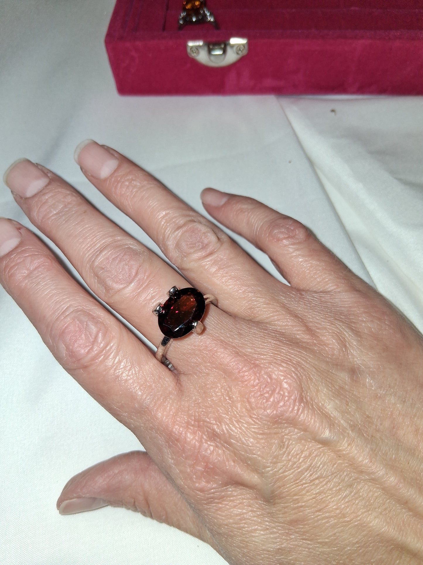 Red ring silver plated size size 10