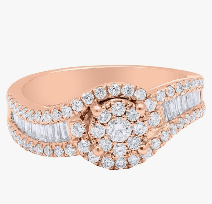 COCOMONEY Stunning 0.860Ctw Diamond 18K Gold Ring Women Natural Diamond Halo Vintage Ring April Birthstone Engagement Rings Mother's Day Jewelry Ring
