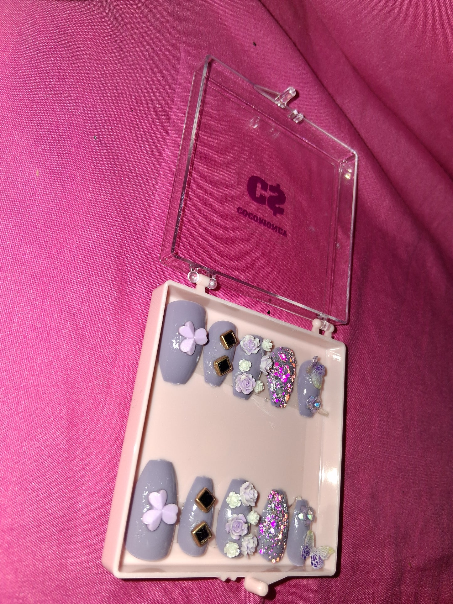 COCOMONEY NAILS CUSTOM 1 OF 1 GLUE ON PRESS ON COMES WITH FREE GIFTS #b48