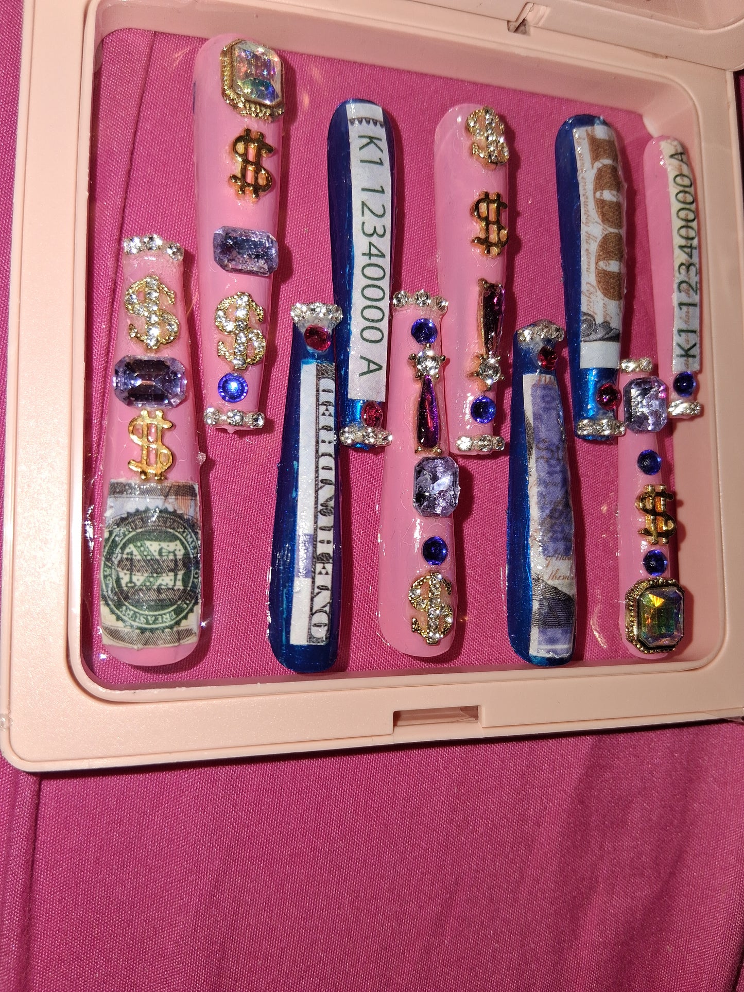 COCOMONEY NAILS CUSTOM 1 OF 1 GLUE ON PRESS ON COMES WITH FREE GIFTS #o46