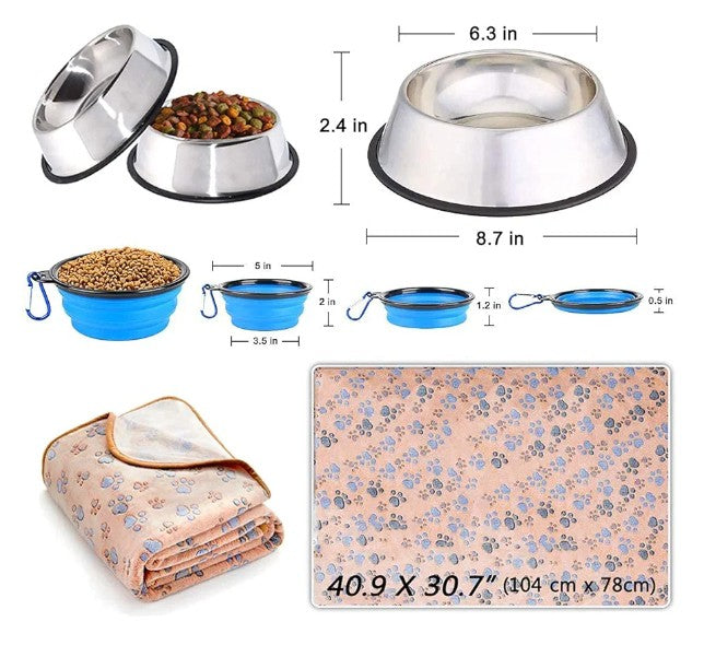 39-Piece Set of Puppy Essentials and Dog Stuff.Includes Dog Leash, Toys, Bowl, Brushes,and More.Perfect Welcome Home Present for Your New Puppies