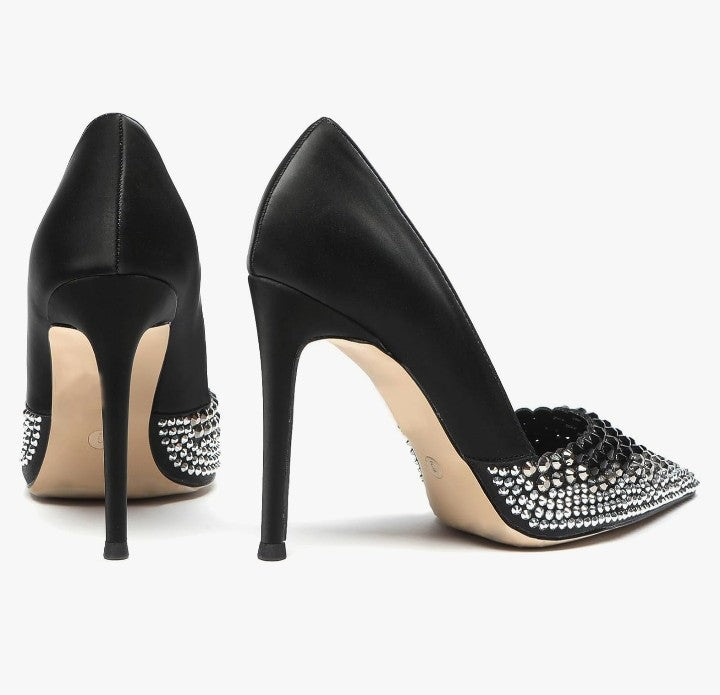 Women's High Heels Pumps Rhinestone Heels Closed Toe Heels for Women 4 Inch Stiletto Dress Wedding Party Pumps Shoes