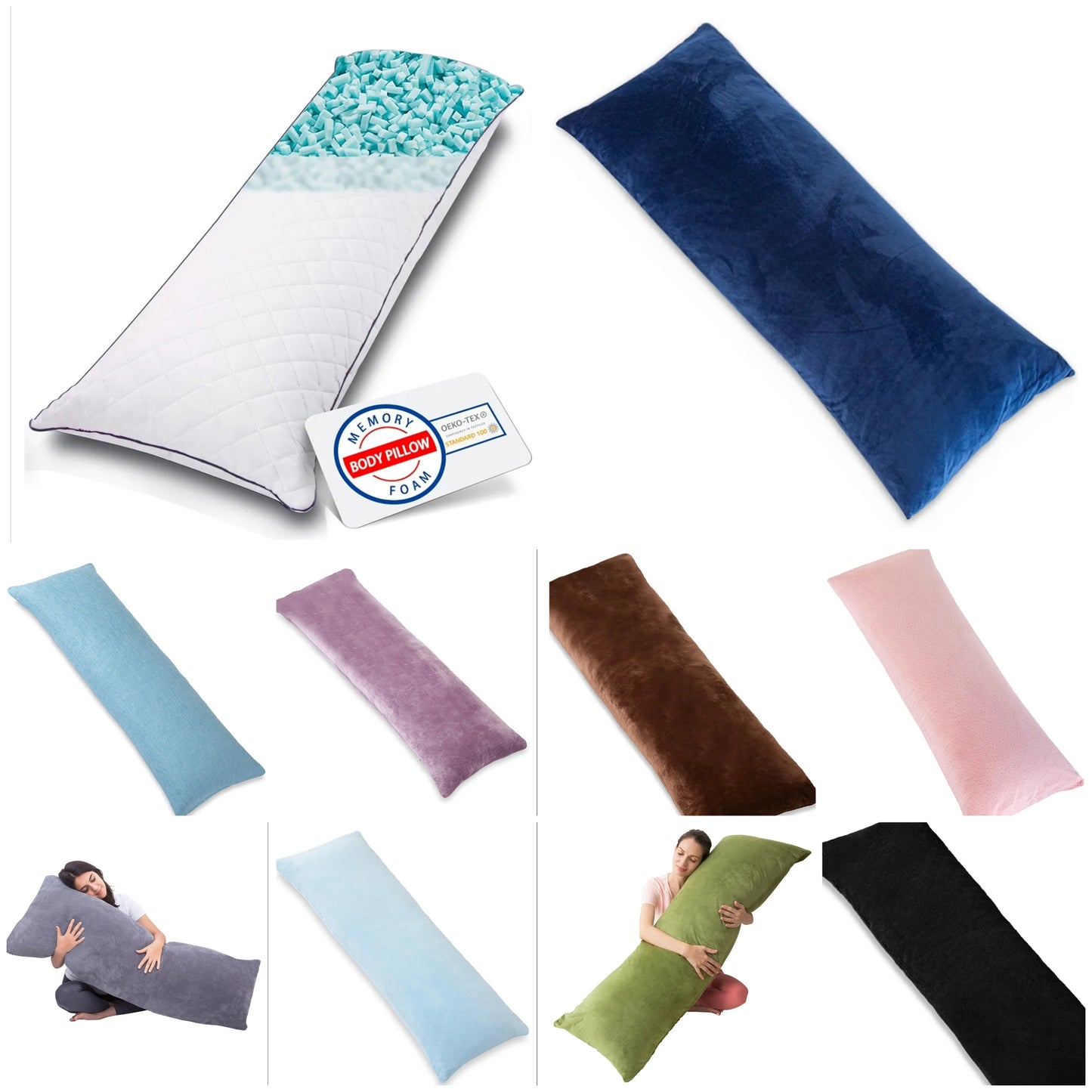 Body Pillow, Cooling Memory Foam Body Pillows for Adults Sleeping, Long Pillow for Bed, Big Large Firm Full Body Pillow for Side Sleeper, 20x54 Inch