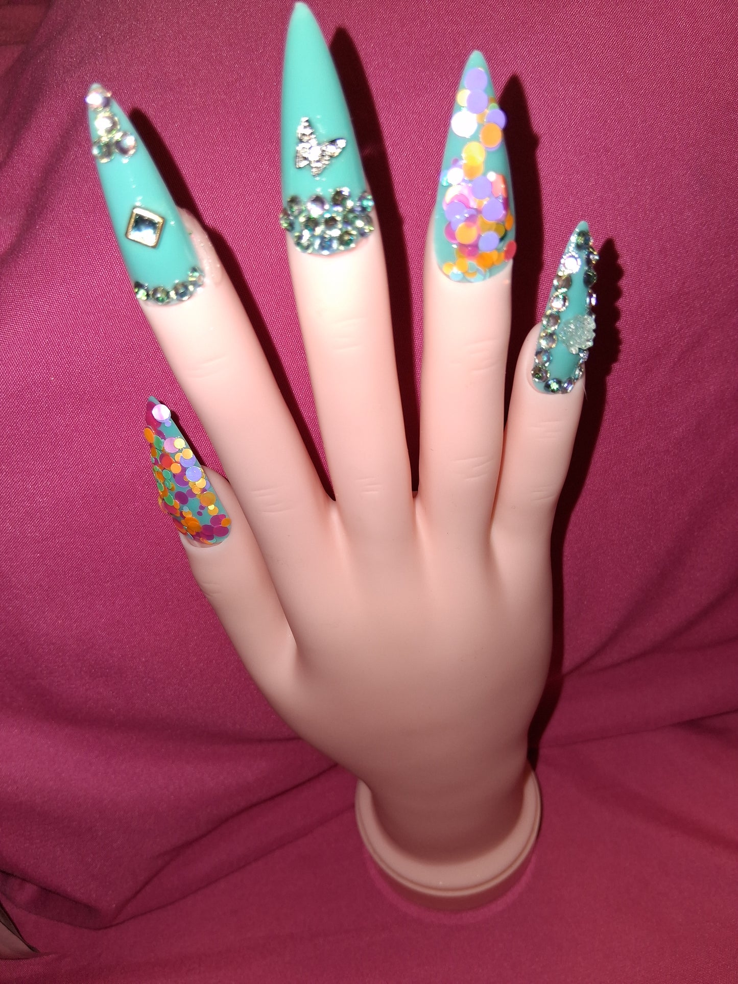 COCOMONEY NAILS CUSTOM 1 OF 1 GLUE ON PRESS ON COMES WITH FREE GIFTS #b98