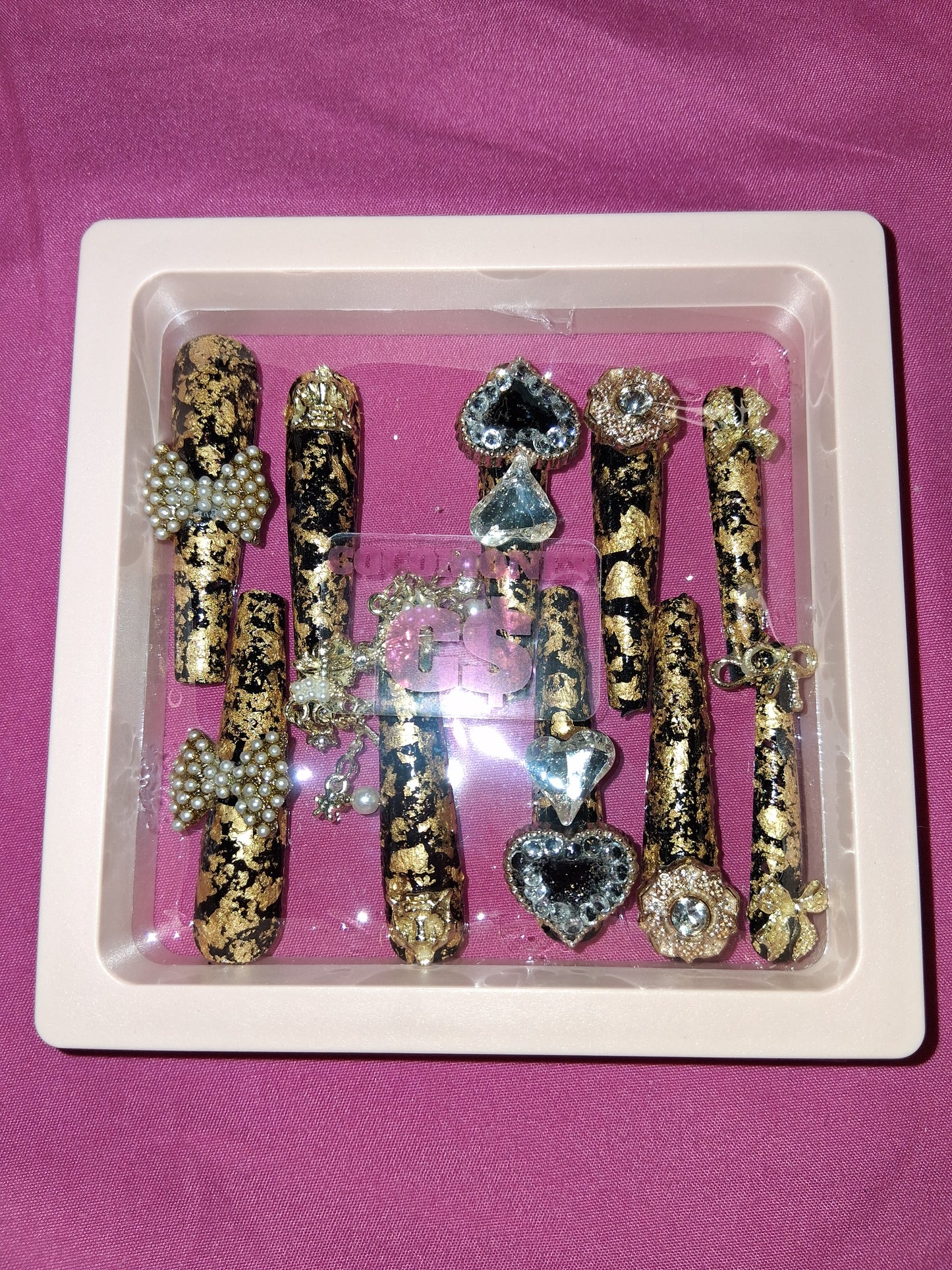 COCOMONEY NAILS CUSTOM 1 OF 1 GLUE ON PRESS ON COMES WITH FREE GIFTS #o38