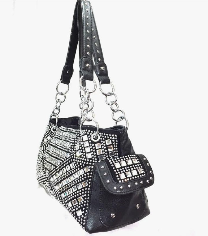 12×8×3.5 Gem Studded Rhinestone Concealed and Carry Purse