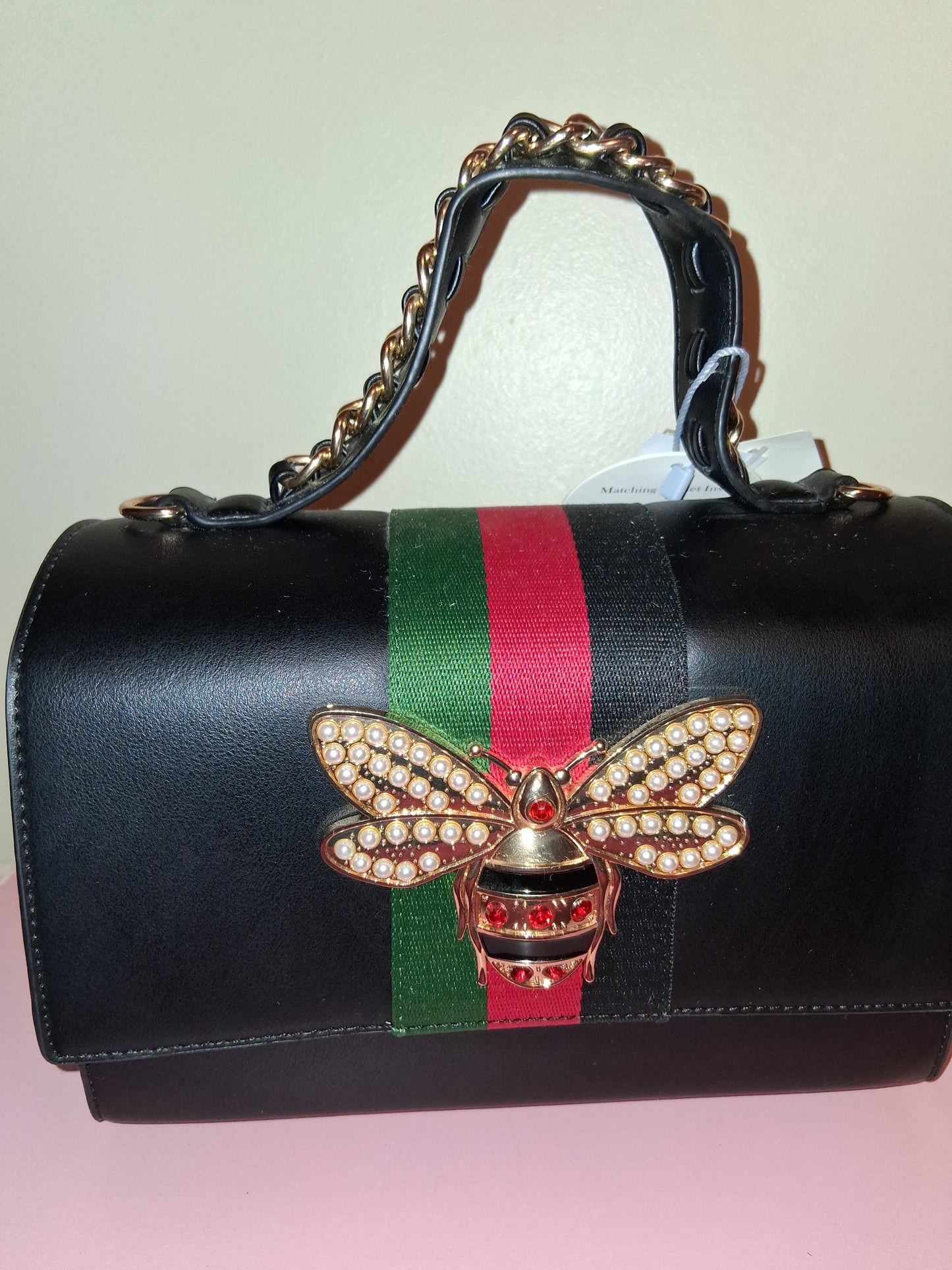 COCOMONEY HANDBAG BLACK WITH WALLET AND STRAP 10IN BY 8IN BY 5IN ONLY 2 of these pu