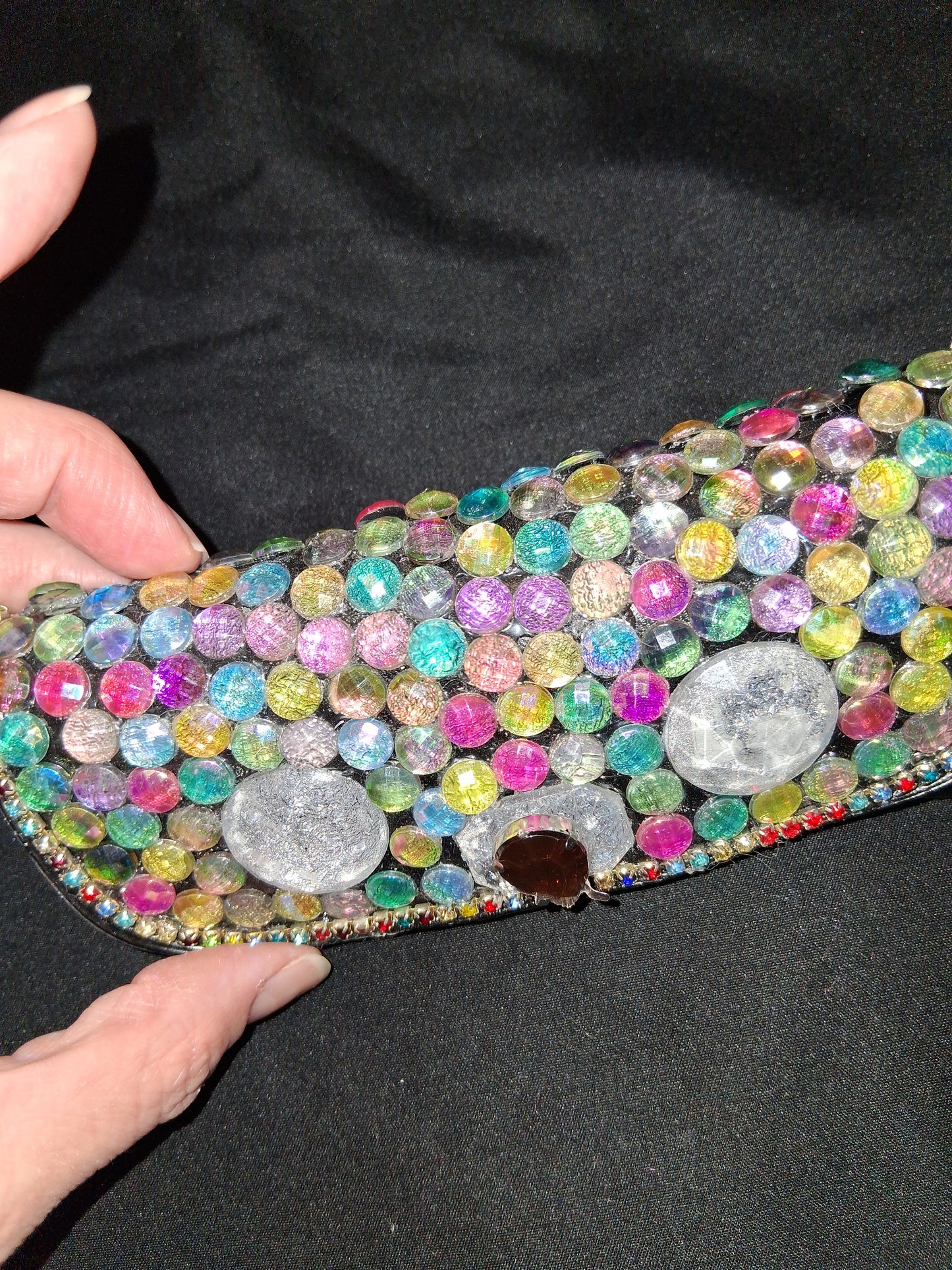 COCOMONEY Glasses Case Custom 1 OF A KIND PIECE GEMSTONES Velcro Closure