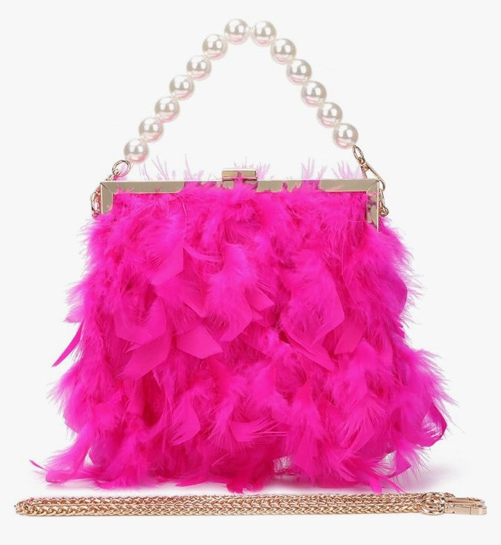 Feather Clutch Purses Fluffy Feather Evening Handbags for Wedding Banquet Party